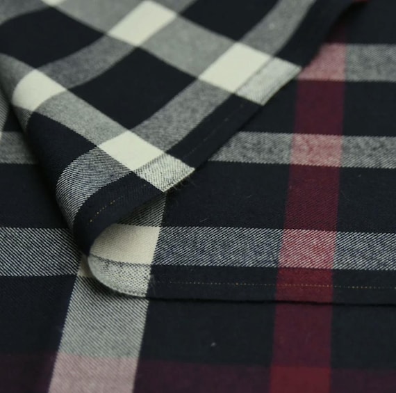 Plaid Worsted Wool fabric by the yard