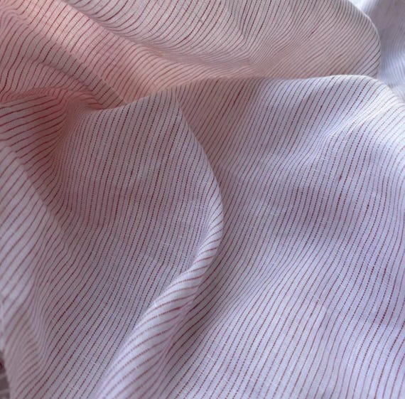 Striped linen fabric by the yard
