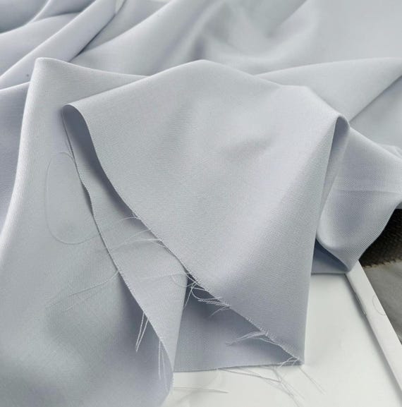Pale Blue Worsted Wool fabric by the yard