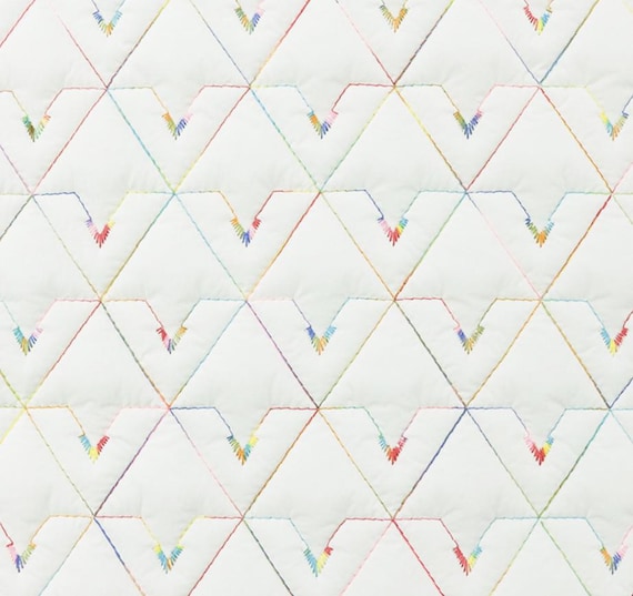 Embroidered Textured quilted padded fabric by the yard