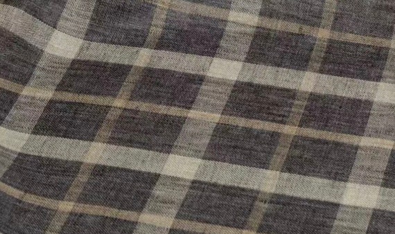 Plaid linen fabric, Grid linen fabric, Checkered linen fabric, Gingham linen fabric by the yard