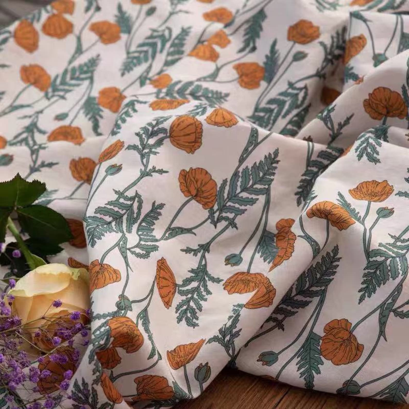 Print linen fabric by the yard Etsy