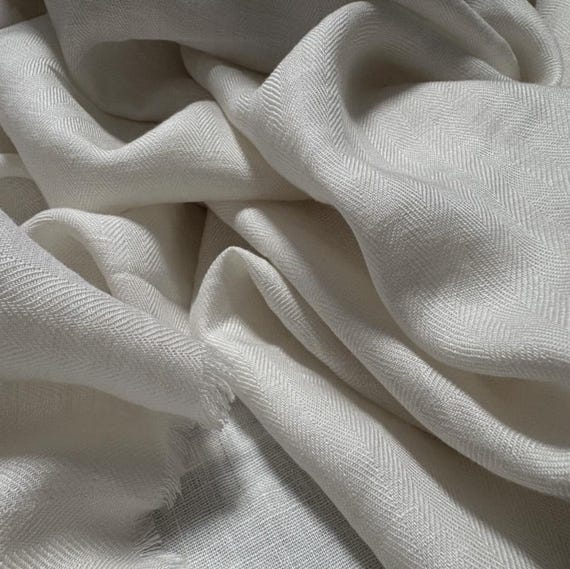 Herringbone linen tencel fabric by the yard