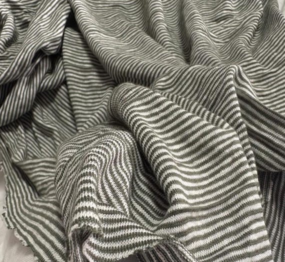 Striped Knit linen jersey fabric by the yard