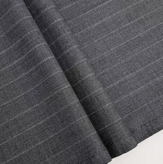 Striped Worsted wool fabric by the yard