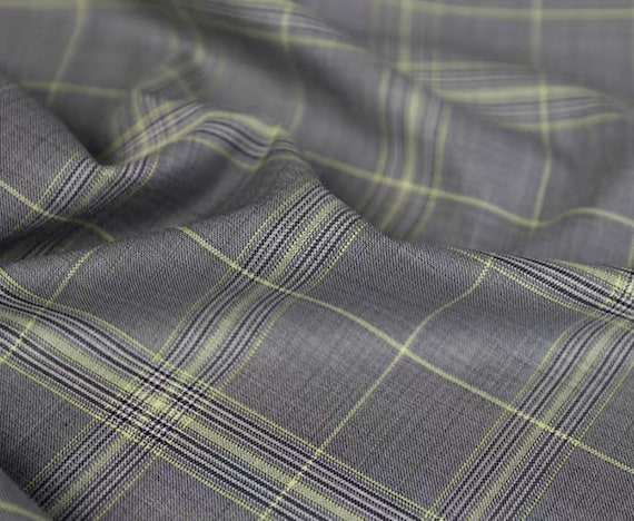 Plaid worsted wool fabric by the yard