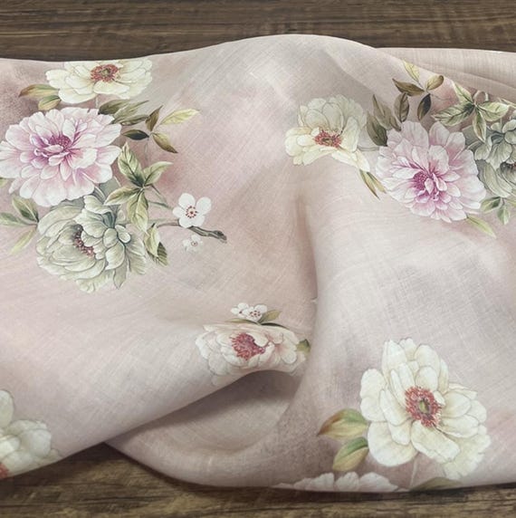 Print ramie fabric by the yard for blouses, dresses,  skirts, clothes fabric