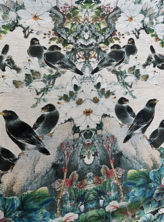 Print Silk linen fabric by the yard