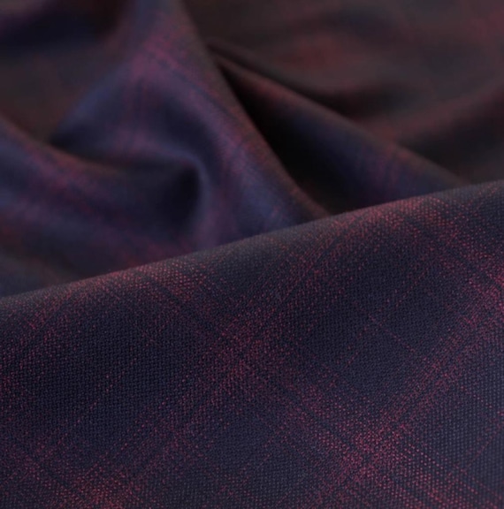 Plaid worsted wool fabric by the yard