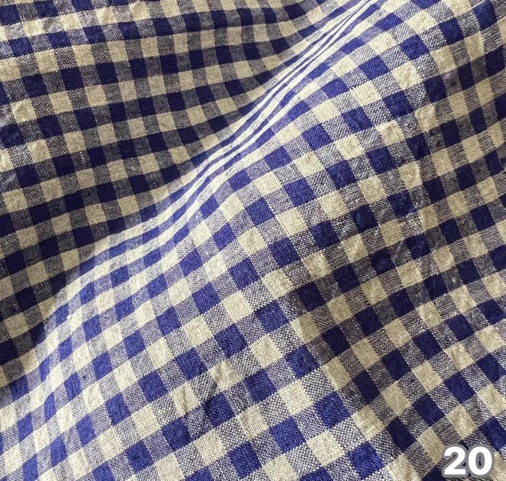 Plaid linen fabric by the yard