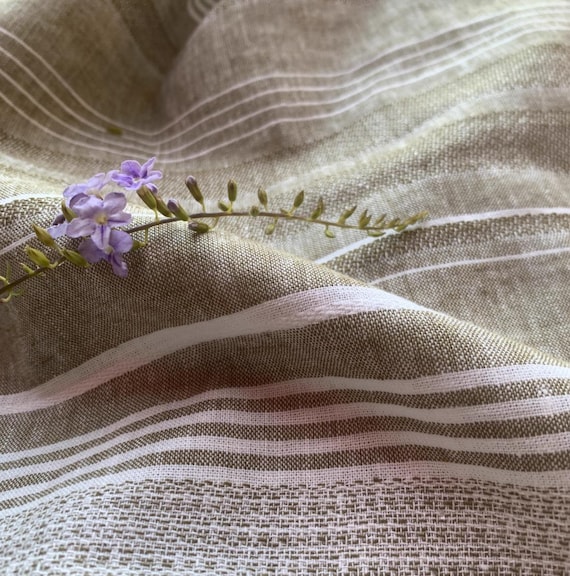 Jacquard Striped Linen fabric by the yard