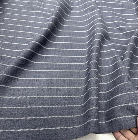 Striped Worsted wool fabric by the yard