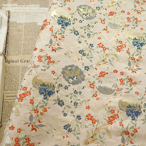 Goldfish Jacquard brocade fabric by the yard