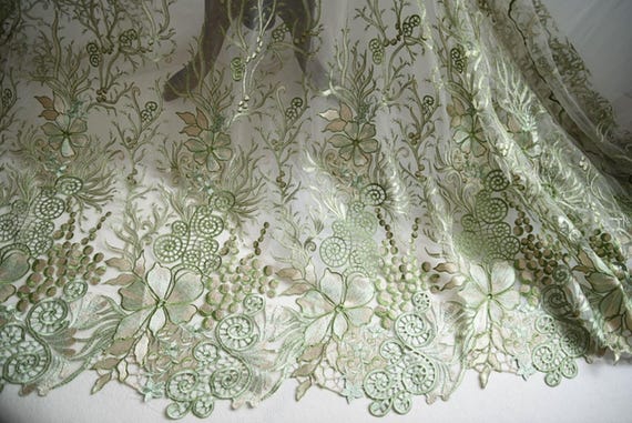 Embroidery Floral lace fabric by the yard