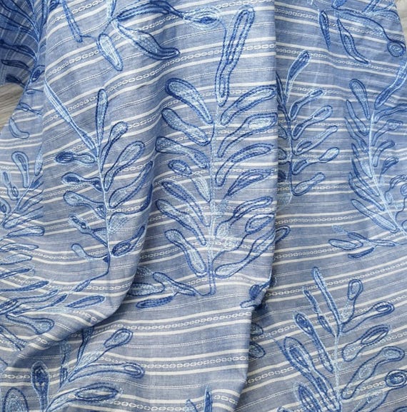 Embroidery jacquard cotton fabric By the yard