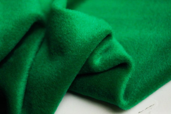 Green Cashmere Wool Fabric by the Yard 