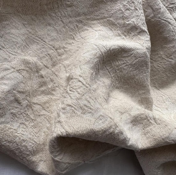 Jacquard linen cotton fabric by the yard