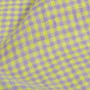 Plaid linen fabric by the yard
