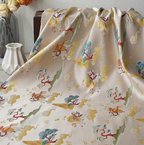 Horse Jacquard brocade fabric by the yard