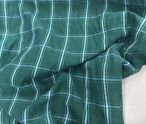 Plaid cupro fabric by the yard
