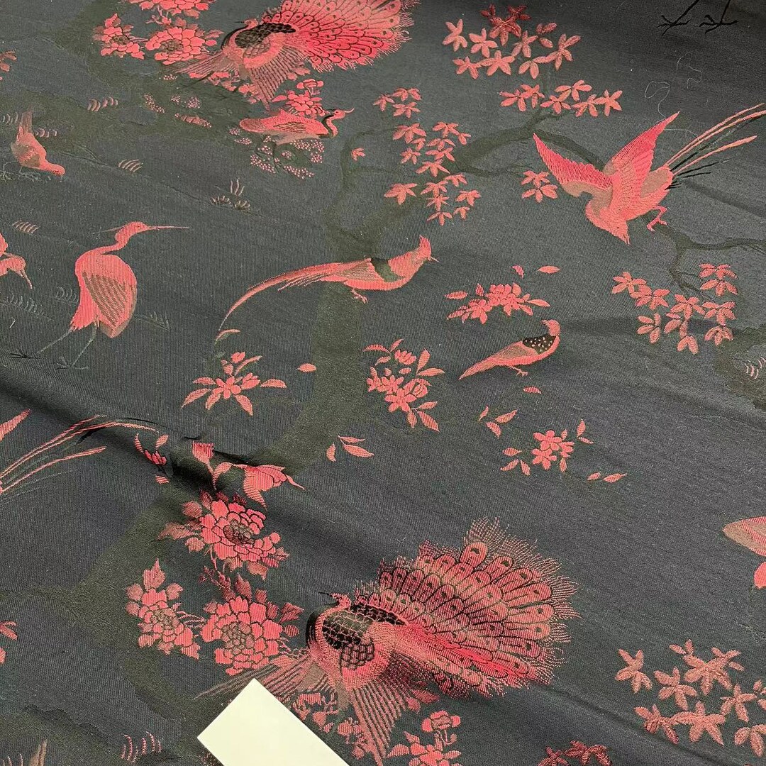 Jacquard Silk Wool Fabric by the Yard Etsy