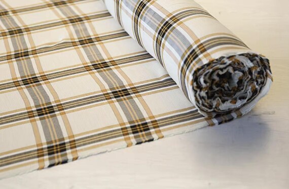 Plaid Triacetate Linen fabric by the yard