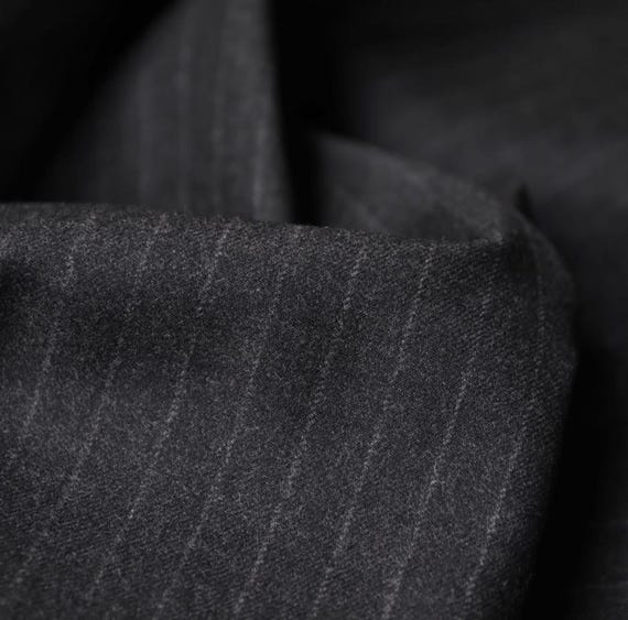 Striped Worsted Wool fabric by the yard