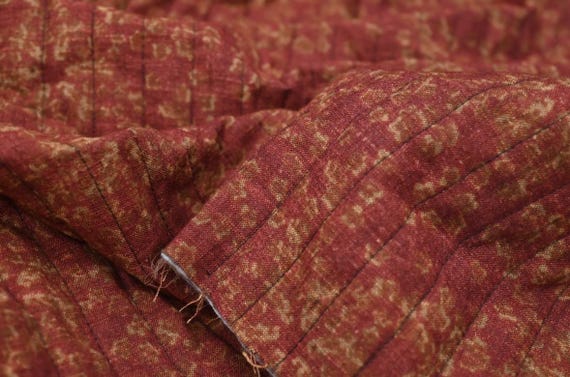 Print floral padded linen fabric by the yard