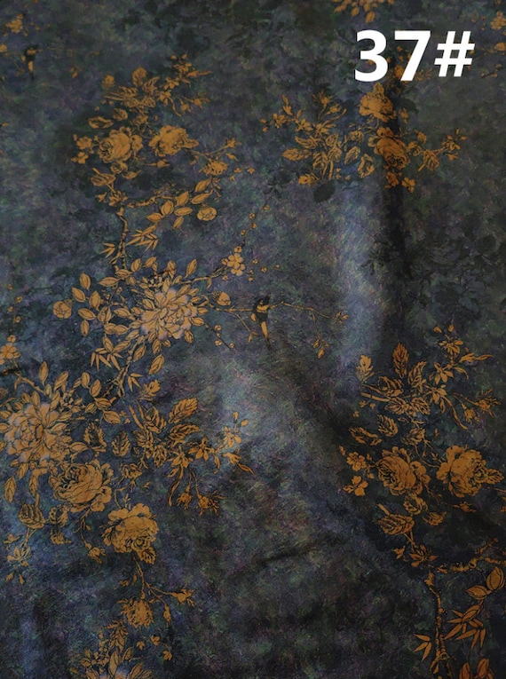 Print floral linen fabric by the yard
