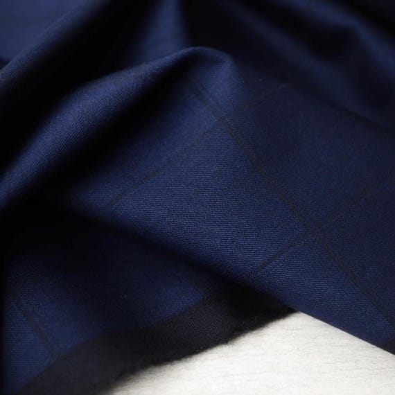 Plaid worsted wool fabric by the yard