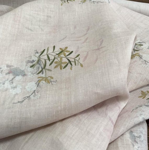 Print ramie fabric by the yard for blouses, dresses,  skirts, clothes fabric