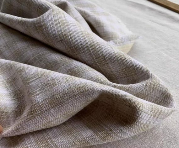 Heavy Weight plaid linen fabric by the yard Upholstery Fabric