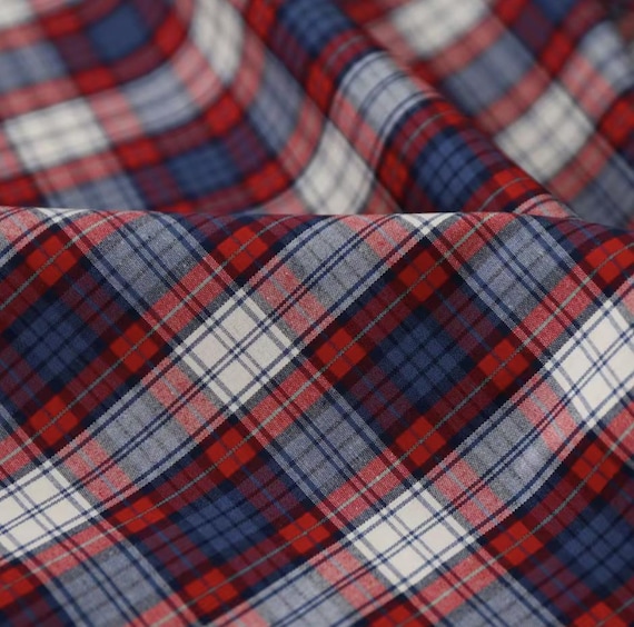 Plaid cotton fabric by the yard