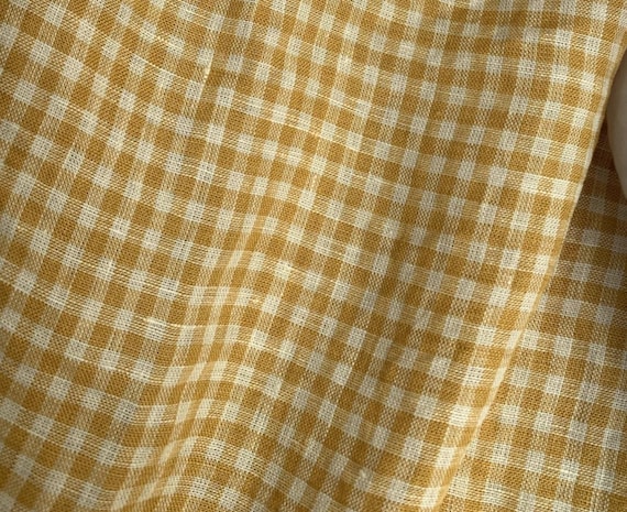 Plaid linen fabric by the yard