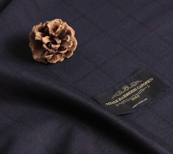 Italian Fabric Plaid Worsted Wool fabric by the yard for Suiting