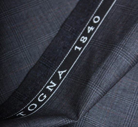 Italian Fabric Plaid Worsted Wool fabric by the yard