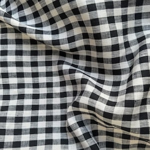 Plaid linen fabric by the yard