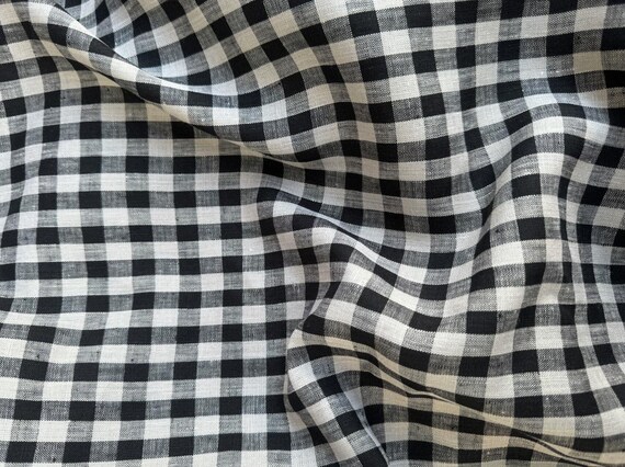 Plaid linen fabric by the yard