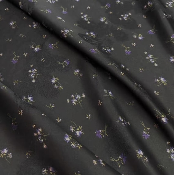 Floral Gambiered silk fabric by the yard