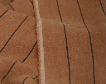 Striped linen fabric by the yard
