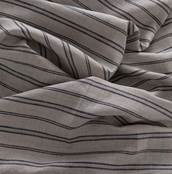 Striped linen fabric by the yard