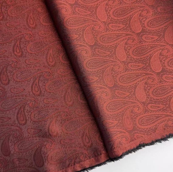 Jacquard Bemberg cupra fabric, Paisley Cupro lining fabric by the yard