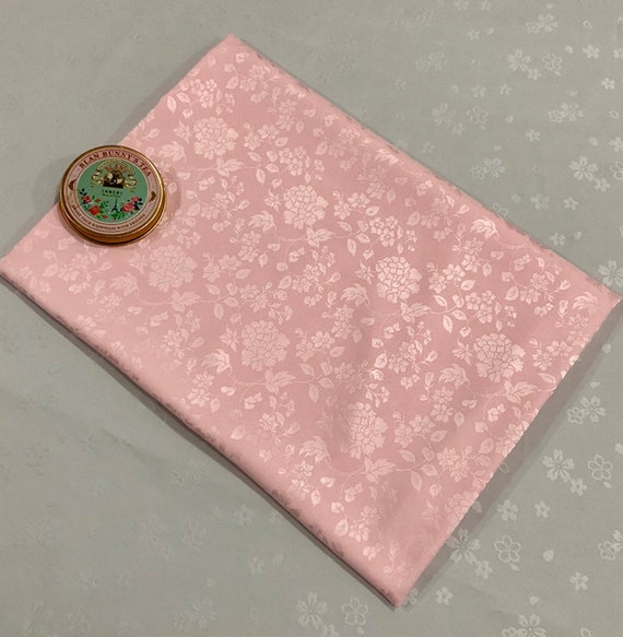 Jacquard floral fabric by the yard pink