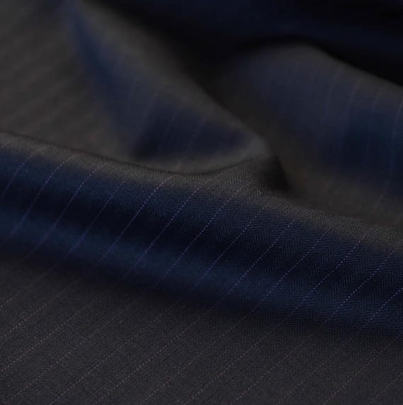 Striped Worsted Wool Fabric, Herringbone Worsted Wool Fabric by the yard