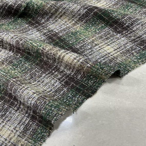 Plaid Tweed wool fabric by the yard