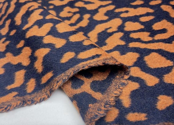 Cheetah leopard animal pattern wool fabric by the yard