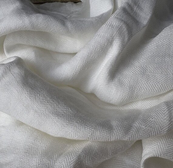 Herringbone linen fabric by the yard