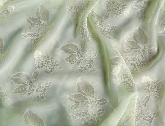 Jacquard floral silk fabric by the yard #257142