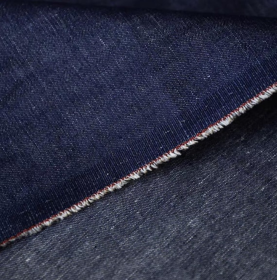 Denim Linen cotton fabric by the yard