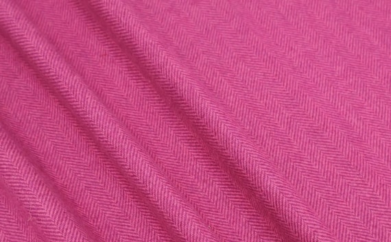 Hoit pink Herringbone wool fabric by the yard